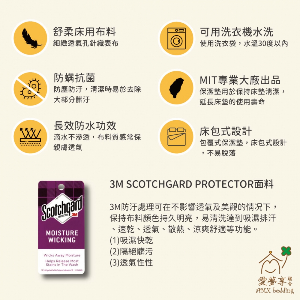 【學生床墊專用】透氣防水保潔墊