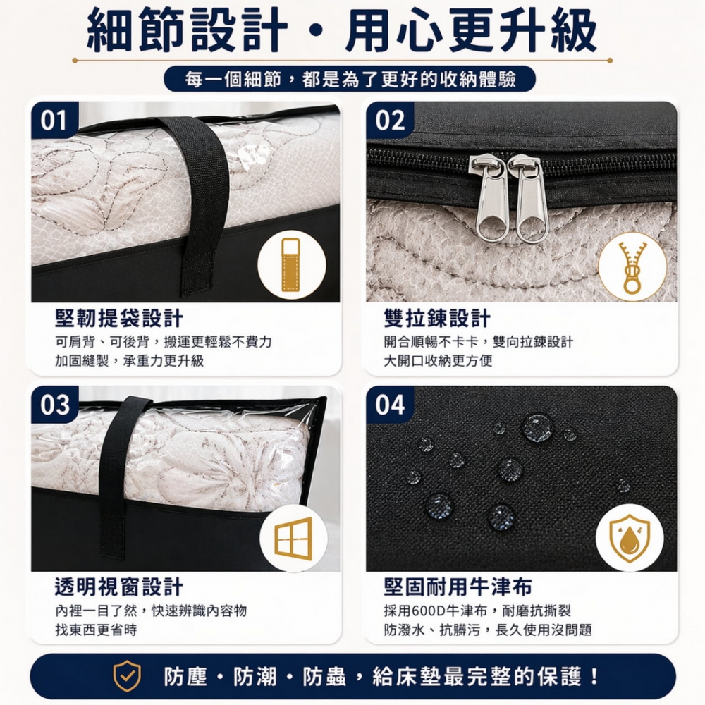三折薄床墊專用收納袋