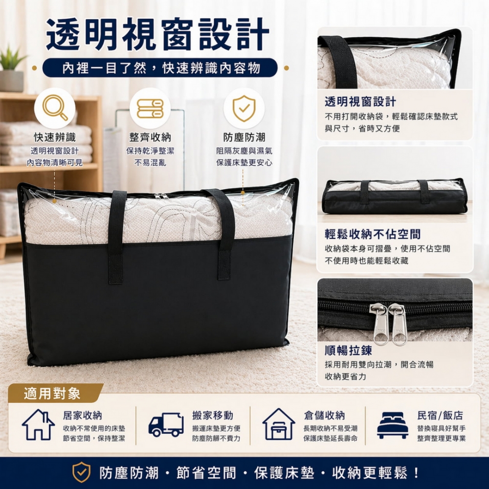 三折薄床墊專用收納袋