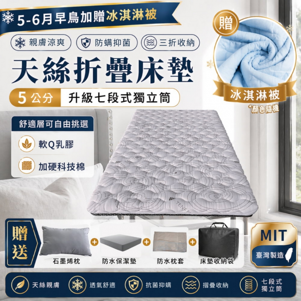 【免運】天絲三折床墊