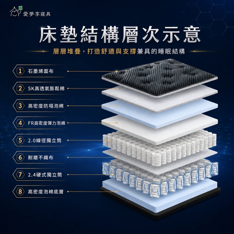 石墨烯雙獨立筒床墊