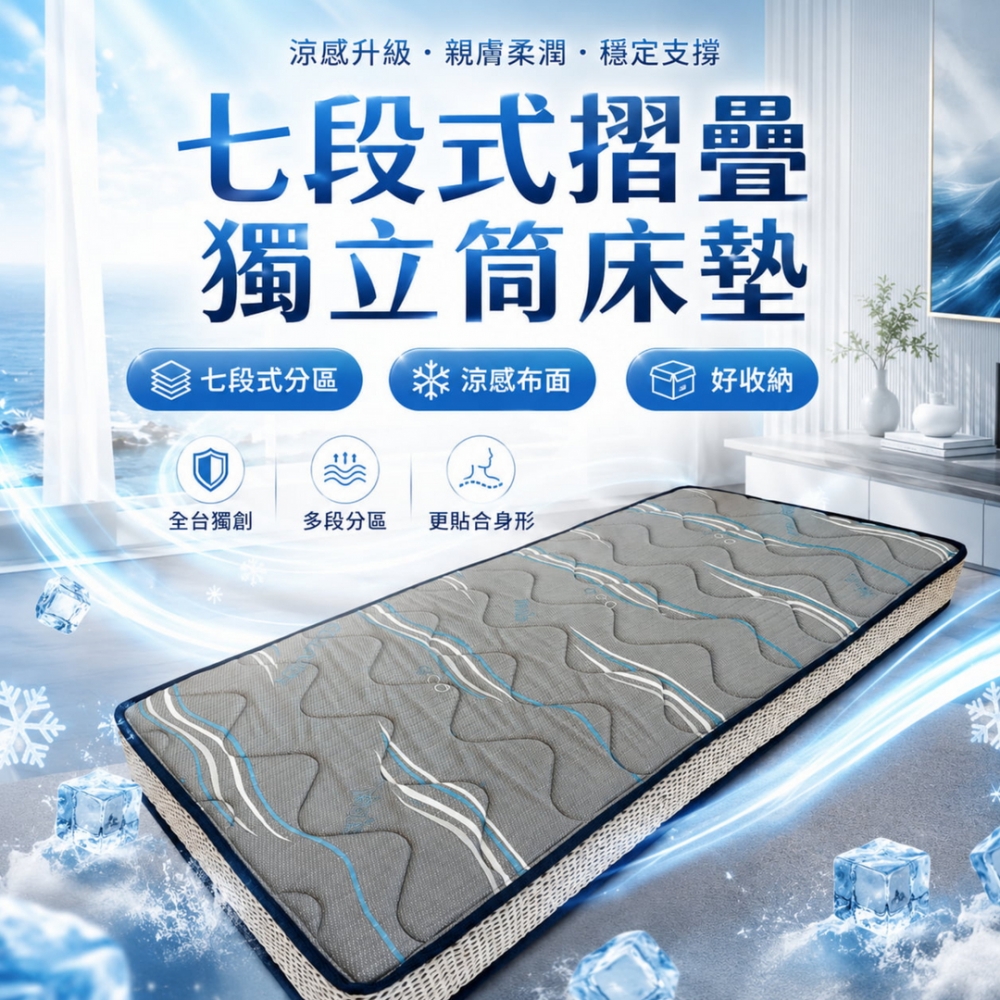 【免運】七段式三折床墊