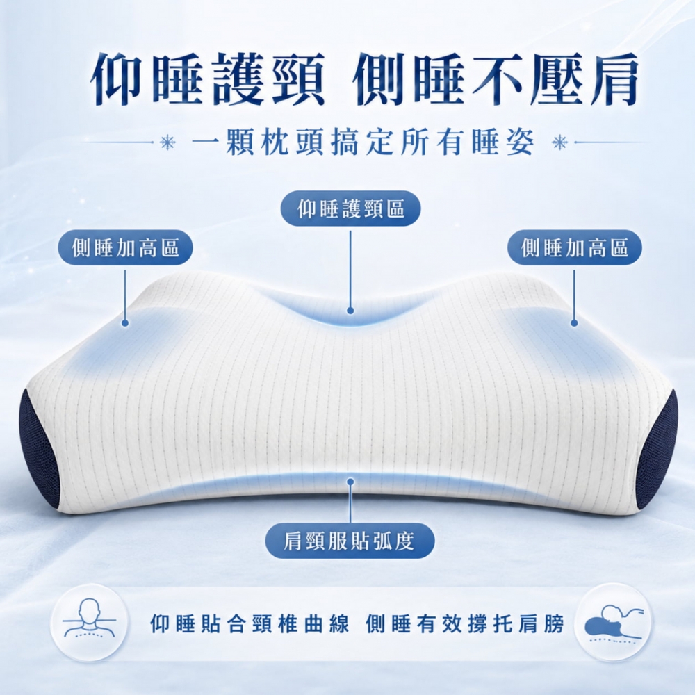 蝶型護頸恆溫親水棉釋壓枕