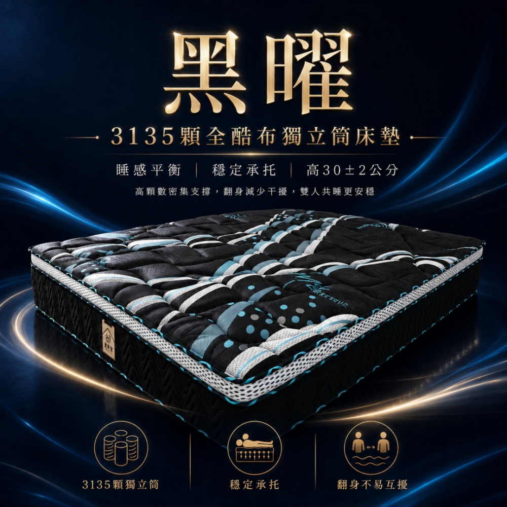 黑曜全酷布獨立筒床墊