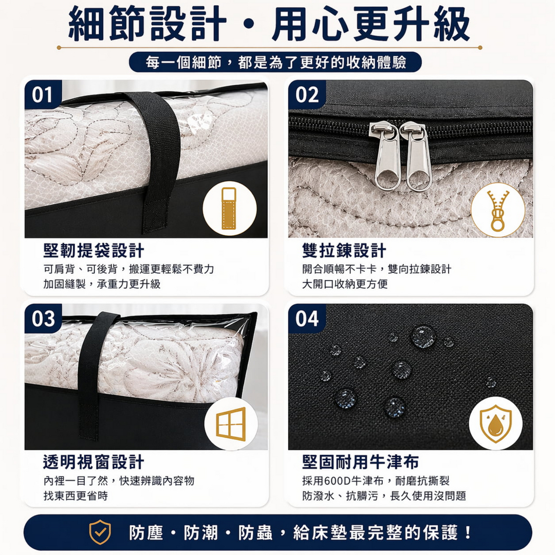 三折薄床墊專用收納袋｜產品說明-2