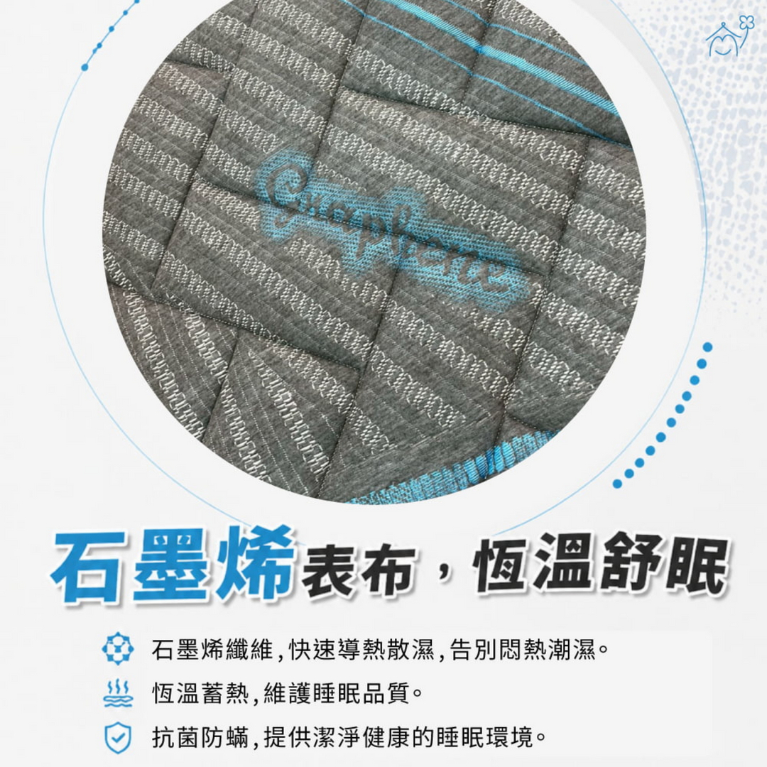 愛夢享石墨烯三折獨立筒床墊使用情境圖，可摺疊收納，適合學生、租屋族與小空間房型。
